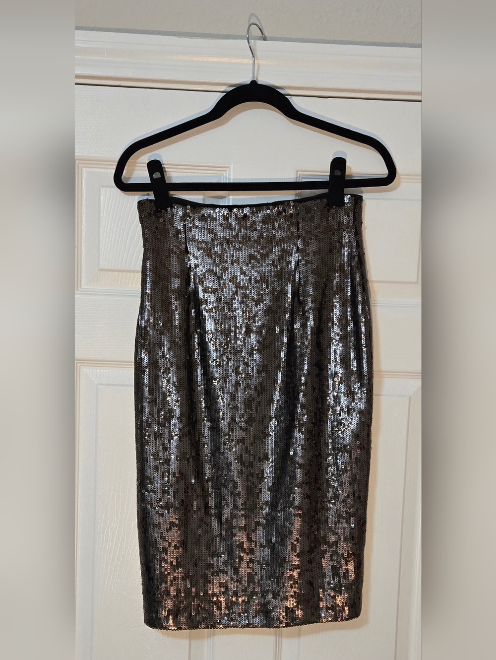 ANTONIO MELANI Silver Sequin Pencil Skirt